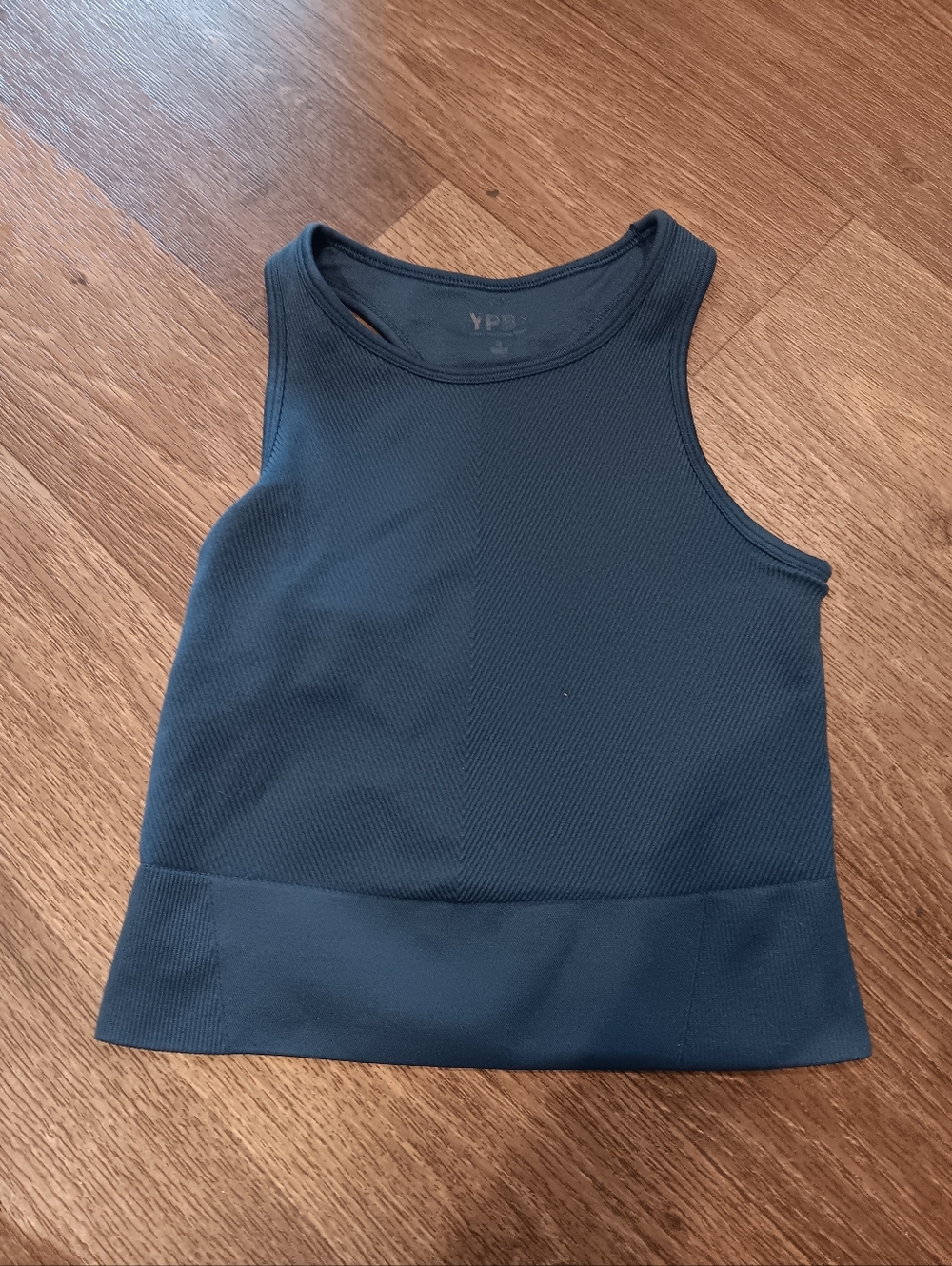 YPB Ribbed Black High-Neck Tank Top